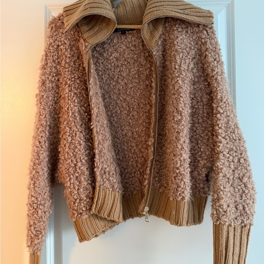 Love Tree Textured Knit Jacket in Tan
